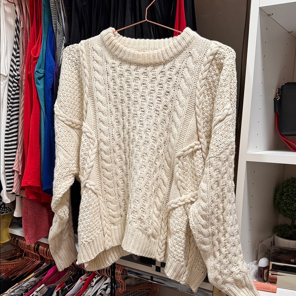 Altar'd State Cream Cable Knit Sweater